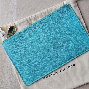 Monica Vinader Leather Zip Pouch and Dust Bag Set New